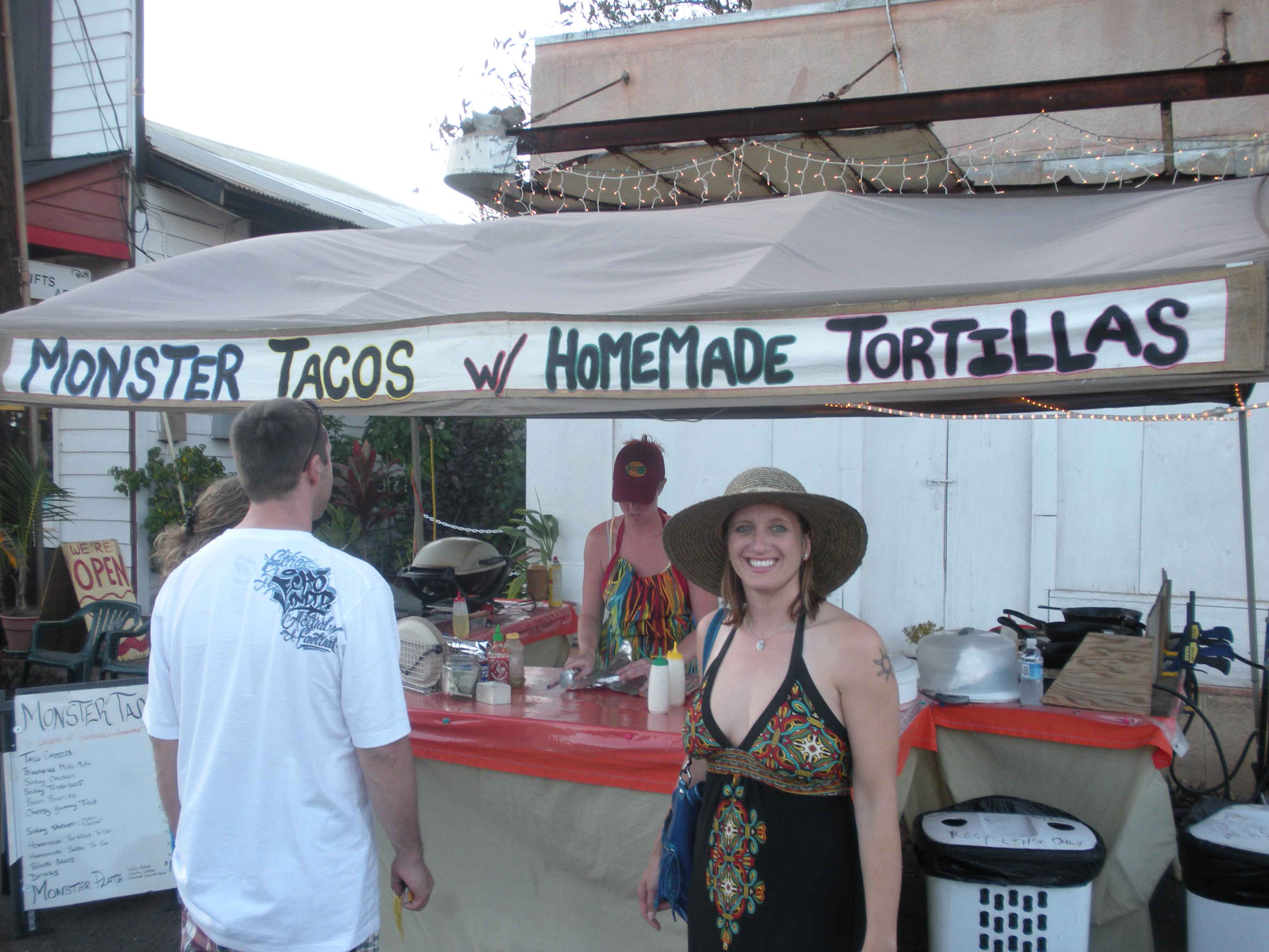 Laura at the Monster Tacos Stand!